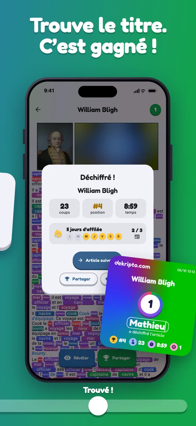 Trouve le titre. C'est gagné ! Le diplôme à partager